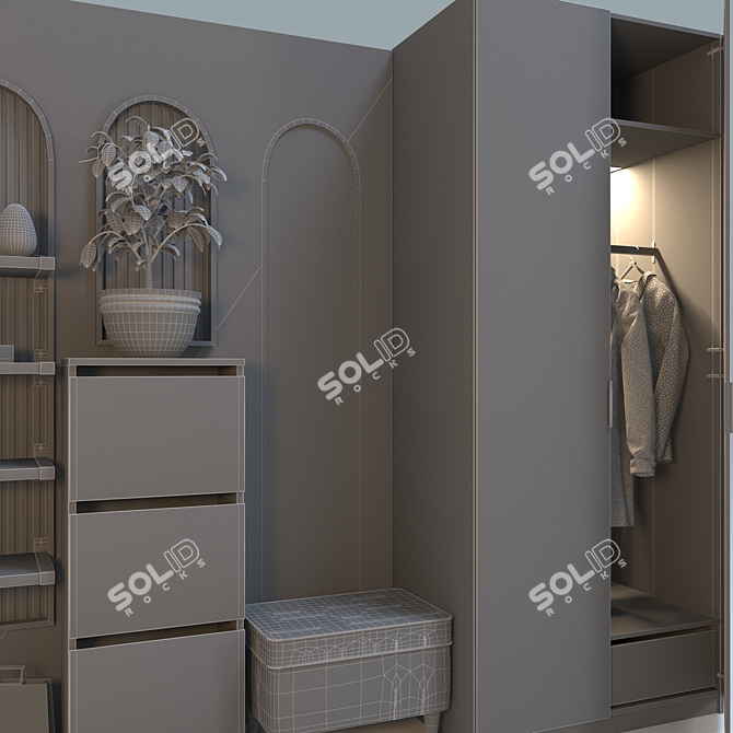 Modern IKEA Coat Rack & Wardrobe Set 3D model image 4