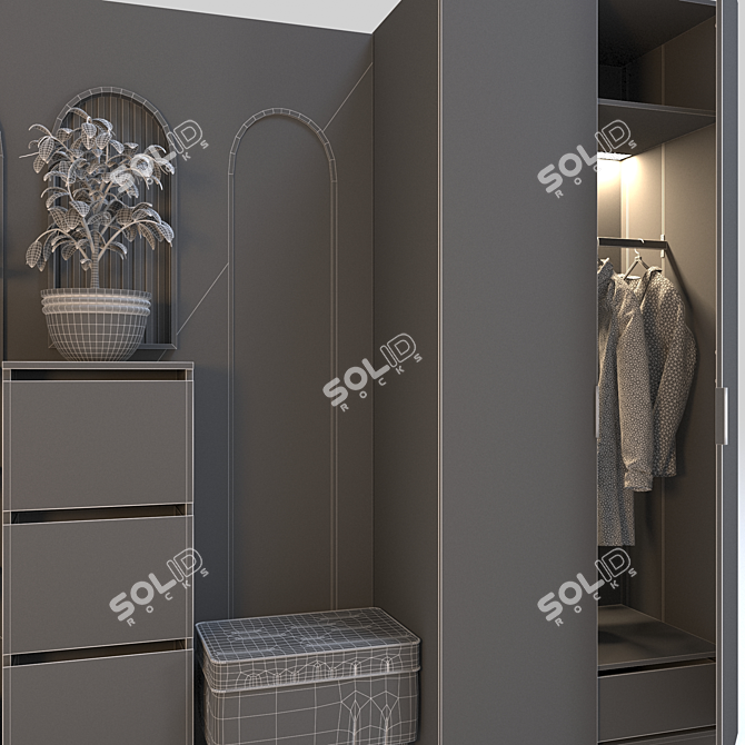 Modern IKEA Coat Rack & Wardrobe Set 3D model image 8