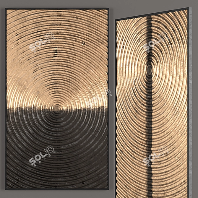 Rustic Waves Metal Wall Art 3D model image 2