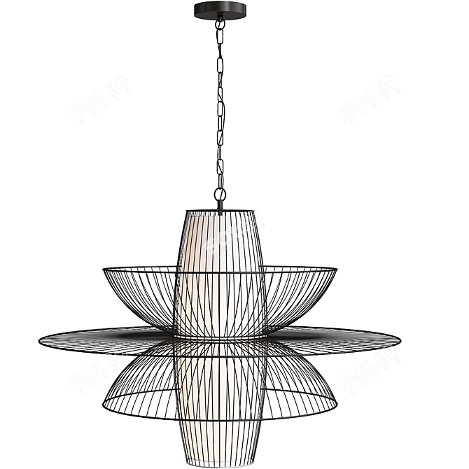 Elegant Wire Hanging Chandelier 3D model image 3