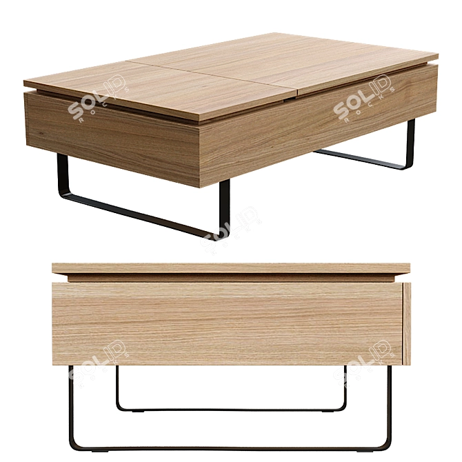 Versatile Coffee Table with Storage 3D model image 2