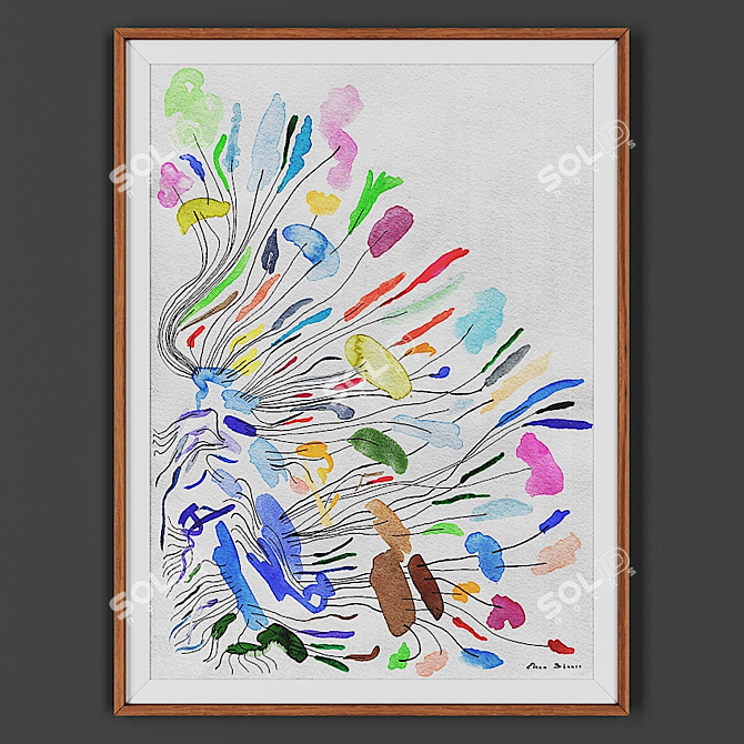 Elegant Wooden Framed Art 3D model image 1