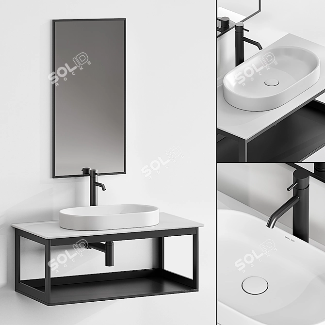 Catalano Horizon 60x35: Stylish Aluminum Sink with Mirror 3D model image 1