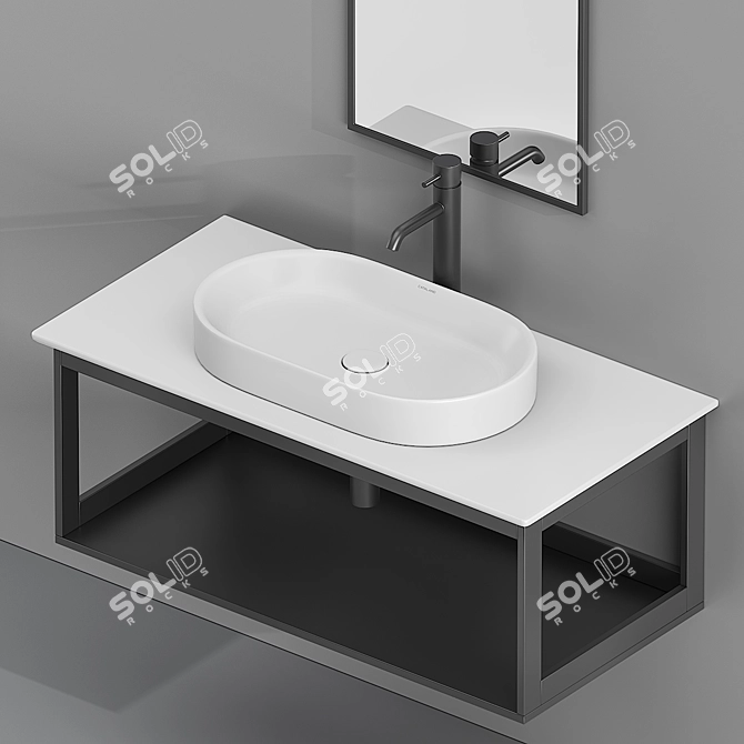 Catalano Horizon 60x35: Stylish Aluminum Sink with Mirror 3D model image 2