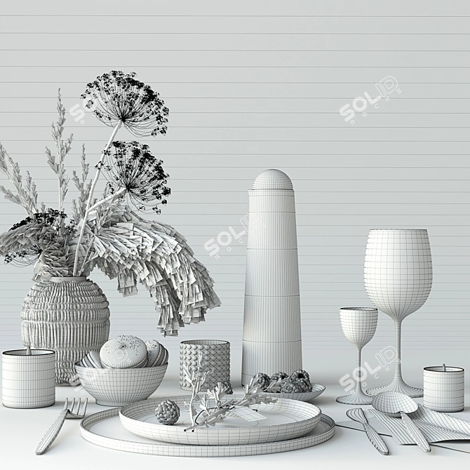 Heracleum Tableware Collection: Elegant and Versatile 3D model image 3