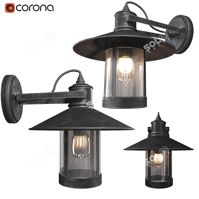 Sleek Corona Wall Light 3D model image 1