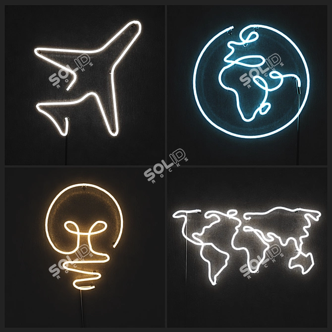 Modern Neon Light Set 3D model image 1