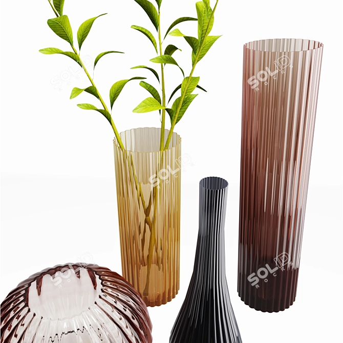 Reflex Rigati Glass Vases 3D model image 1