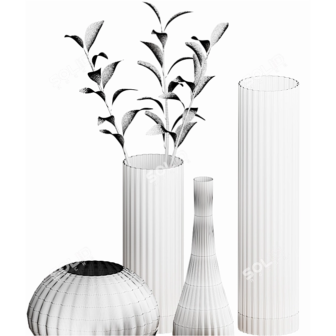 Reflex Rigati Glass Vases 3D model image 2