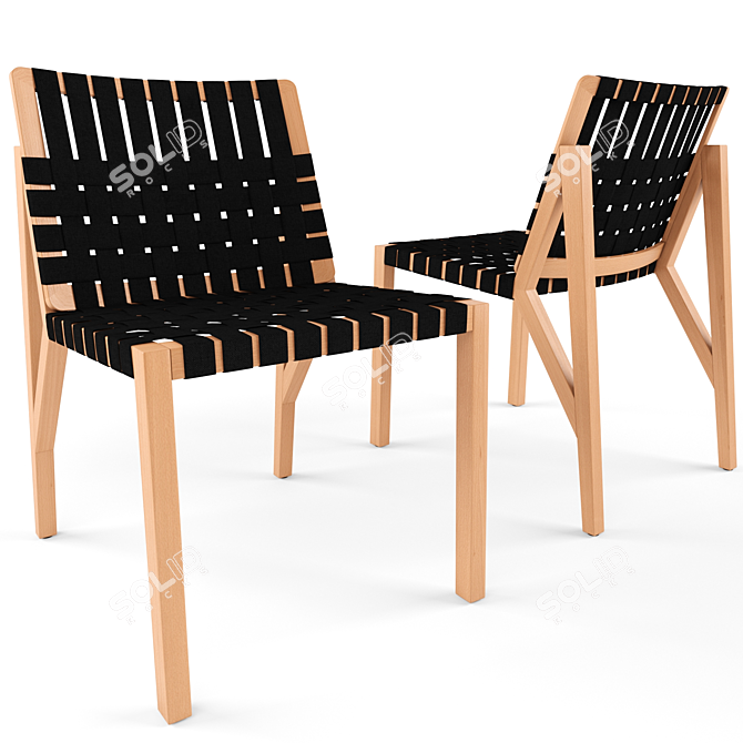 Elegant Beechwood Marta Chair 3D model image 2