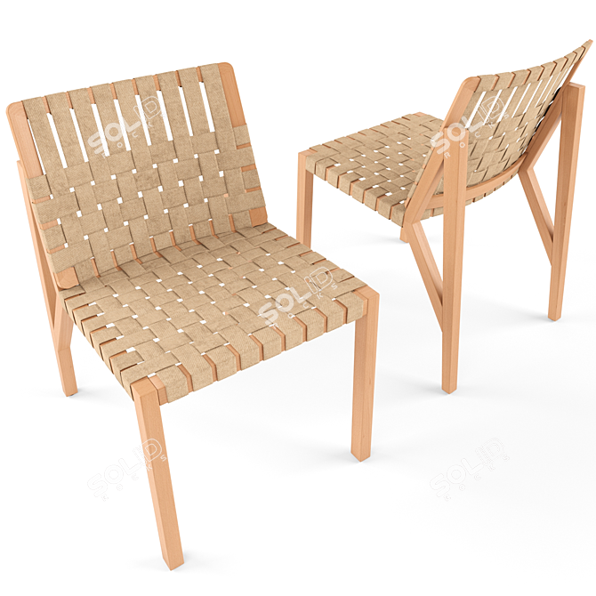Elegant Beechwood Marta Chair 3D model image 3