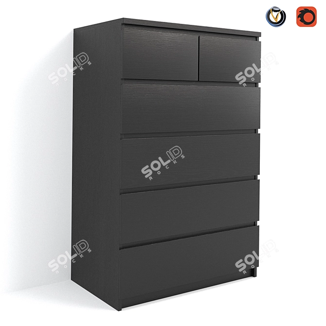 IKEA МАЛЬМ 6-Drawer Chest, Versatile Storage Solution 3D model image 1