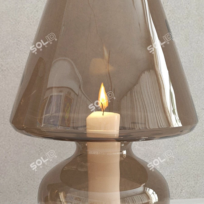 Elegant Glass Candle Holder 3D model image 2