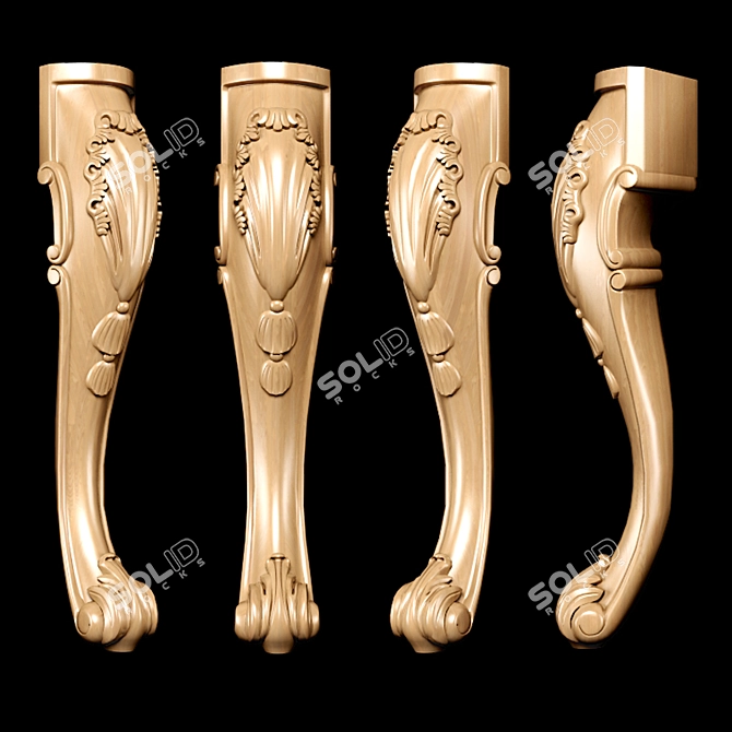 Title: Elegance Carved Leg for CNC & Close-Up Renders 3D model image 3