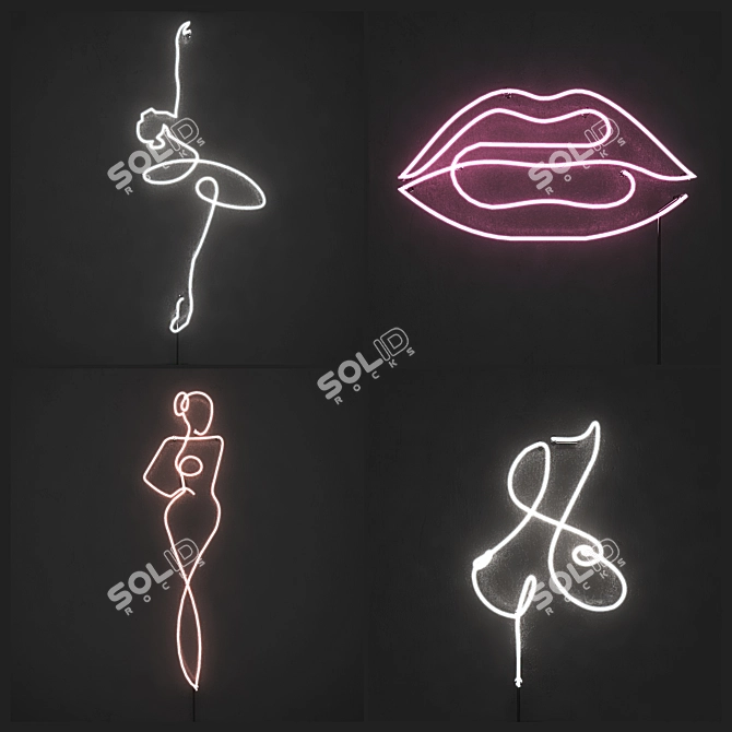 Neon Light Set - Vibrant Illumination for Bars, Cafes, and Homes 3D model image 1