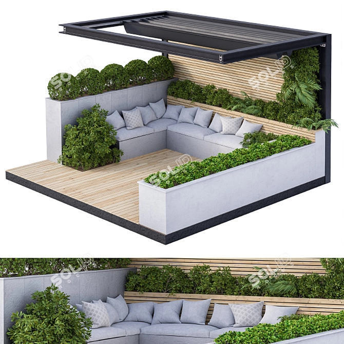 Urban Oasis: Pergola Roof Garden 3D model image 1