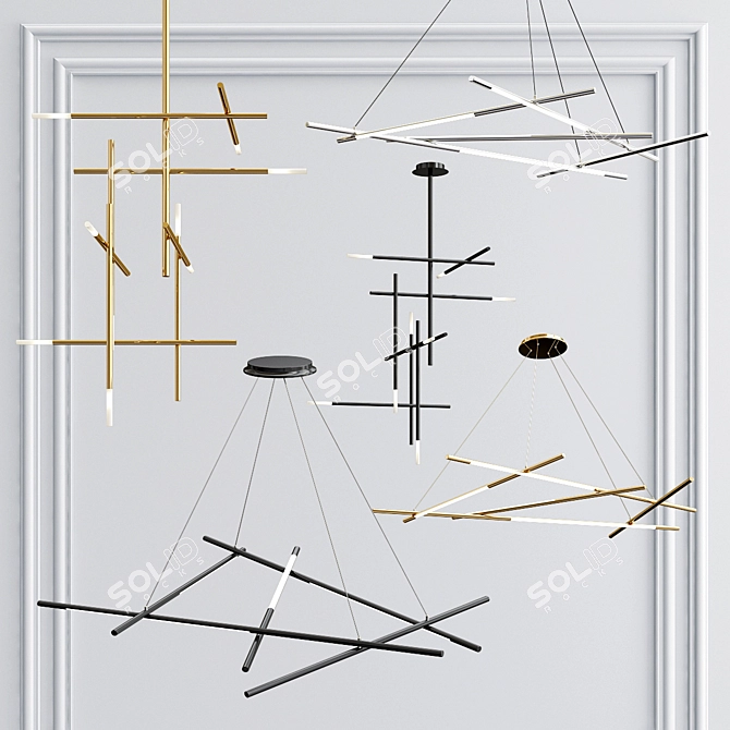 Elegant Mikado Pendant Collection 3D model image 1