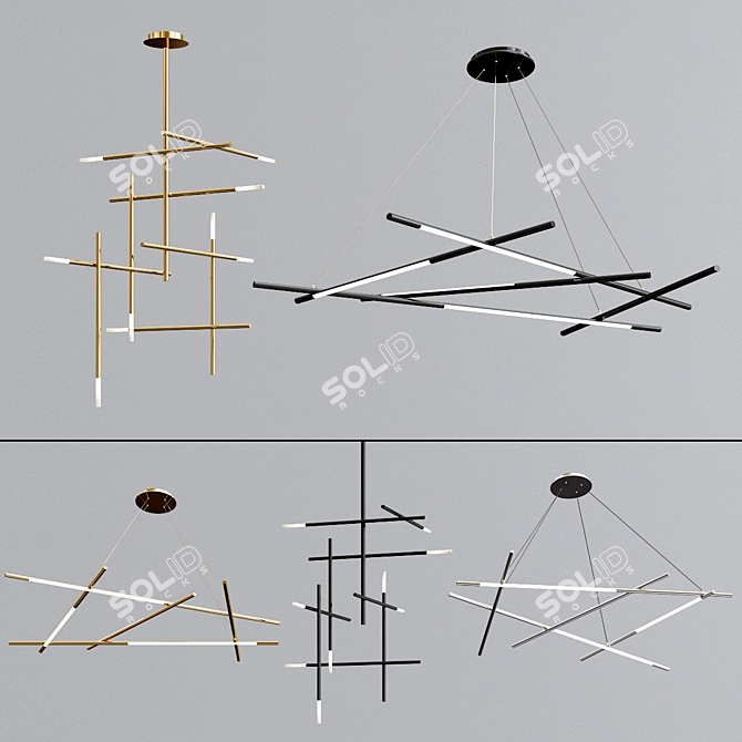 Elegant Mikado Pendant Collection 3D model image 3