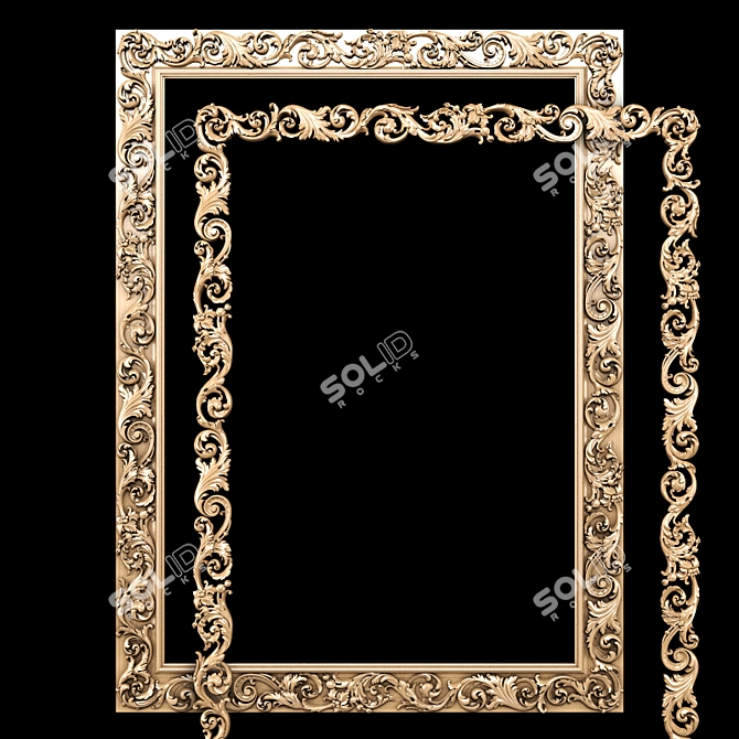 Elegant Carved Frame  Classic Design 3D model image 1