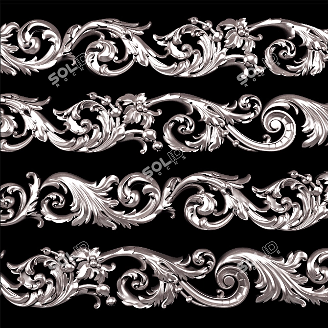 Elegant Carved Frame  Classic Design 3D model image 7