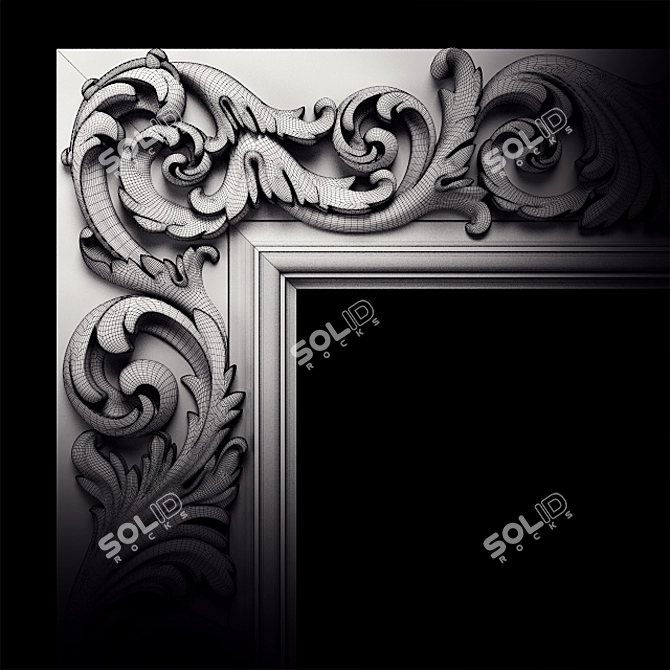 Elegant Carved Frame  Classic Design 3D model image 9