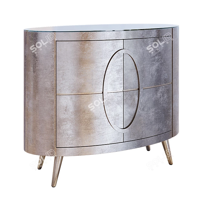 Modern Glass-Top MDF Sideboard 3D model image 1