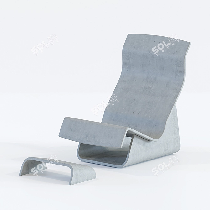 Heated Concrete Armchair 3D model image 3