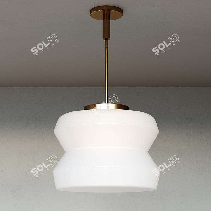 Vintage-inspired Milk Glass Pendant 3D model image 2