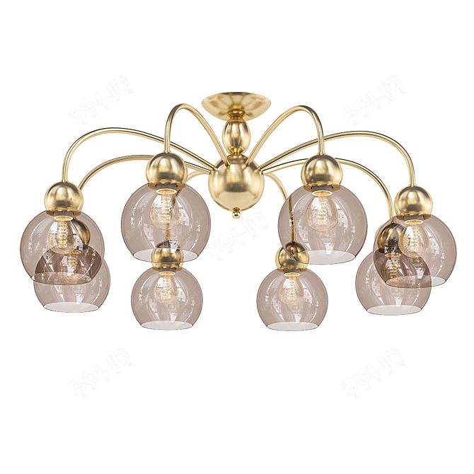 Elegant Pearl Gold Ceiling Chandelier 3D model image 1