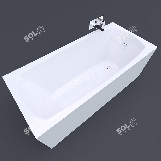Modern Chrome Bathtub and Mixer 3D model image 1