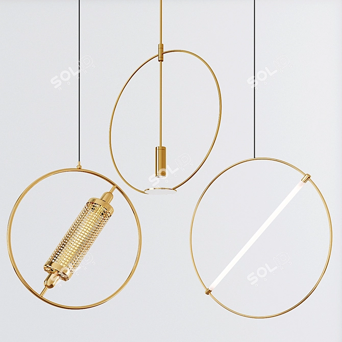 Contemporary Copper Pendant Chandelier 3D model image 1