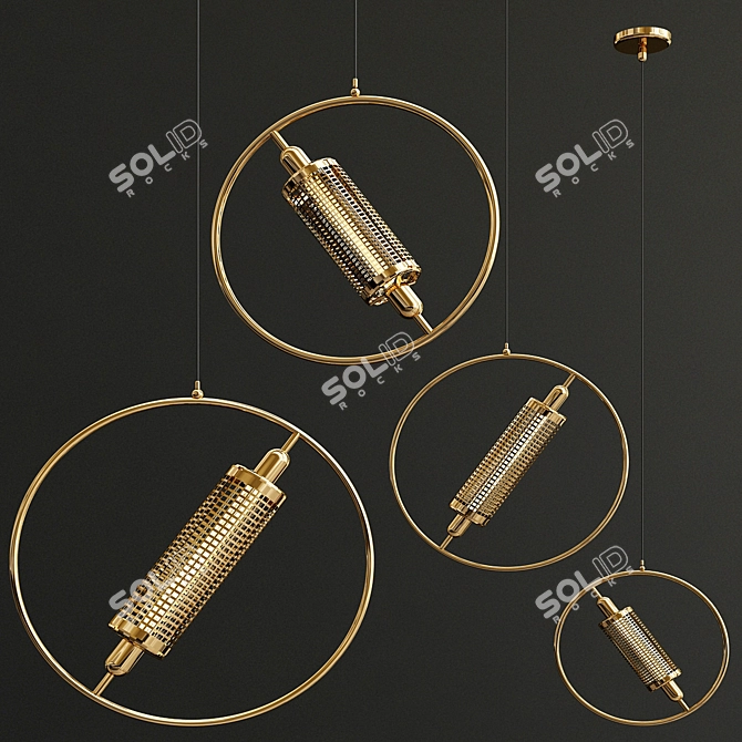 Contemporary Copper Pendant Chandelier 3D model image 5