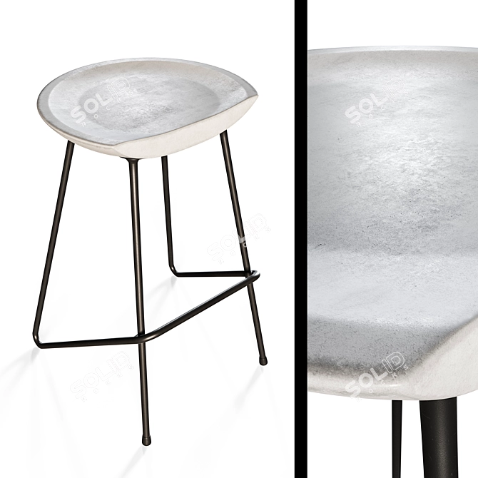 Ziz Concrete Stool by The Blue House 3D model image 2