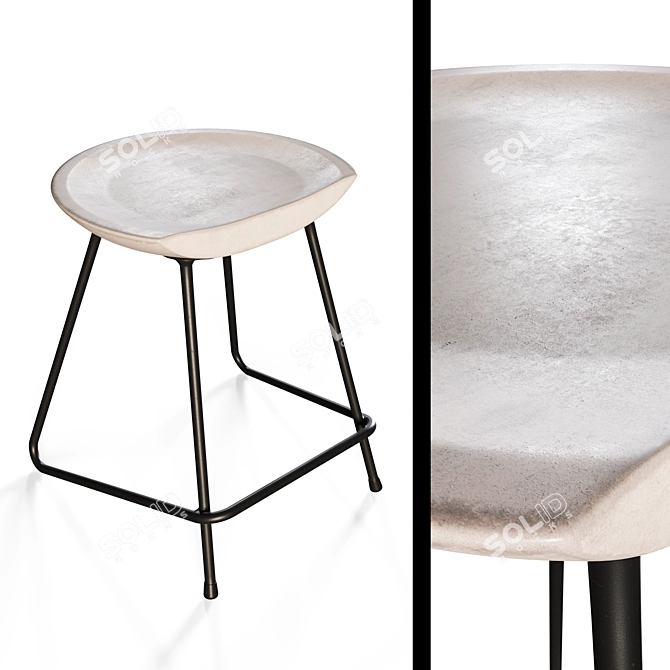 Ziz Concrete Stool by The Blue House 3D model image 3