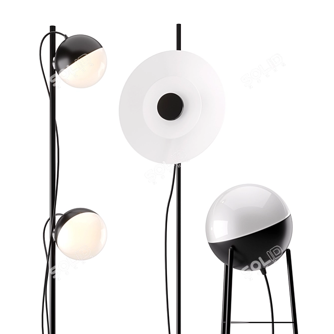 Elegant Half and Halos Floor Lamp 3D model image 2