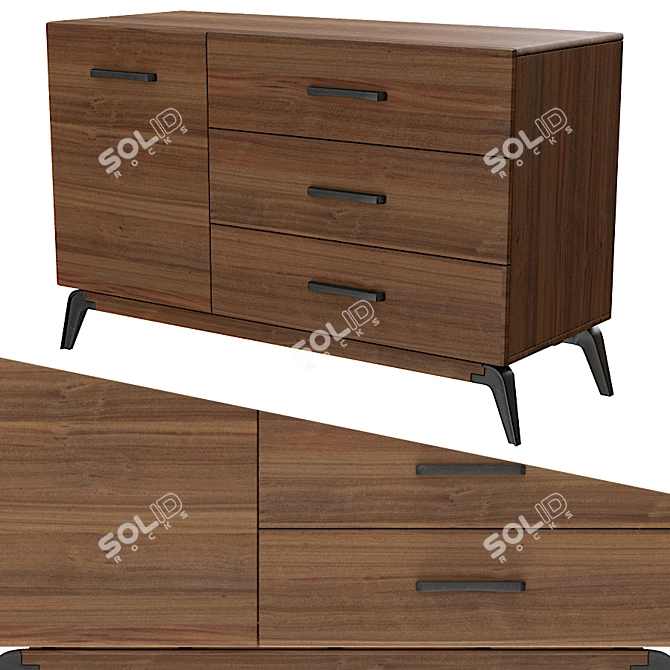 Elegant Dark Mango Wood Sideboard 3D model image 1