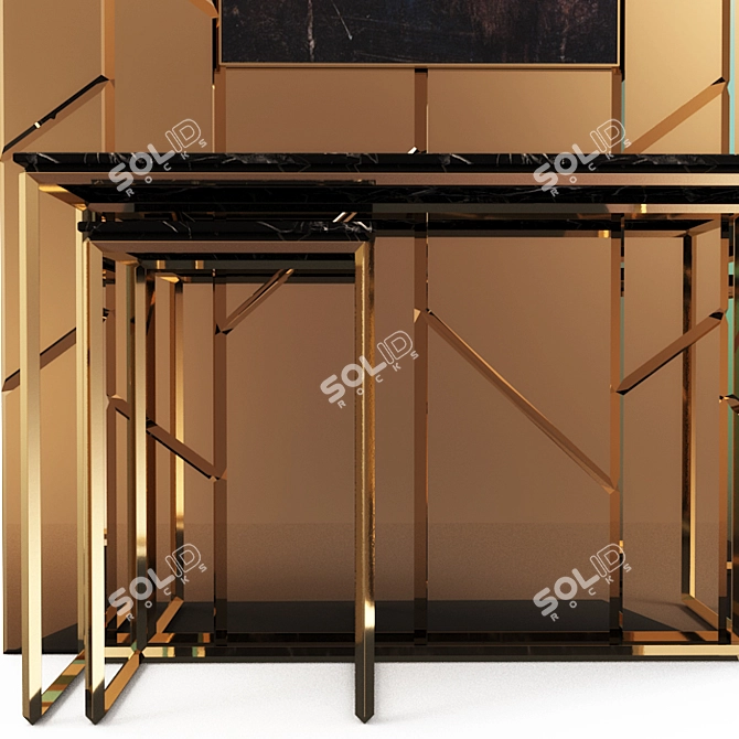 Elegant Wood Console Table 3D model image 2