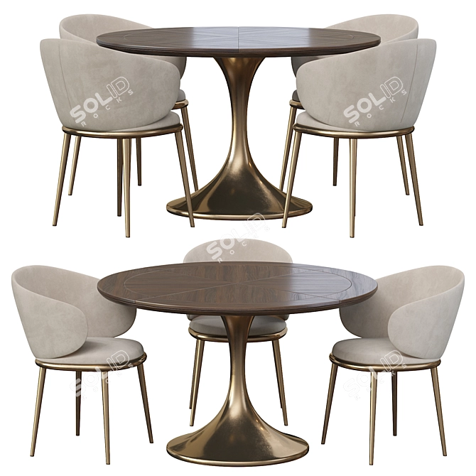 Elegant Mun Chair and Stylish Dining Table 3D model image 1