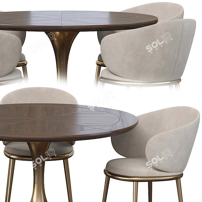 Elegant Mun Chair and Stylish Dining Table 3D model image 3