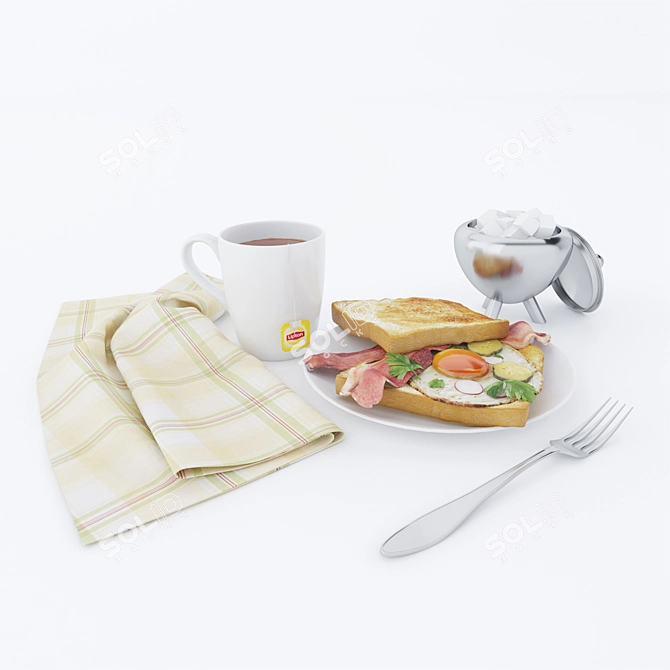  Hearty Breakfast Set 3D model image 1