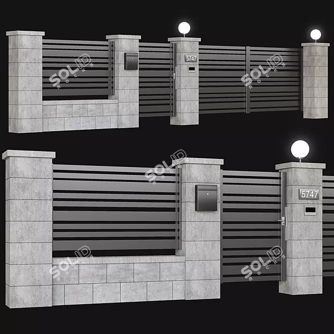 Secure Entrance: Fence, Gate & Intercom 3D model image 1