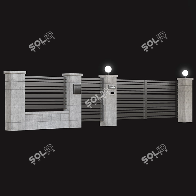 Secure Entrance: Fence, Gate & Intercom 3D model image 4