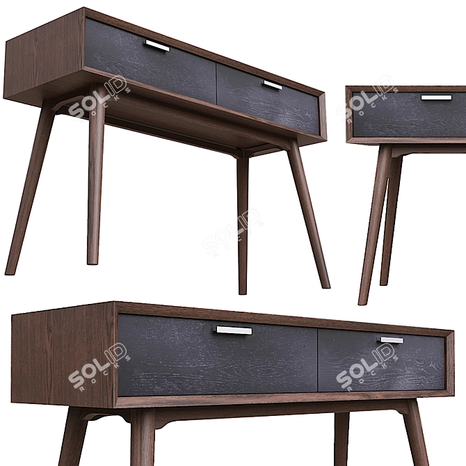 Modern Walnut Console Table: 40x120x75cm 3D model image 2