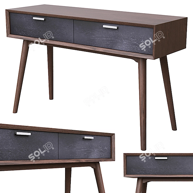 Modern Walnut Console Table: 40x120x75cm 3D model image 4