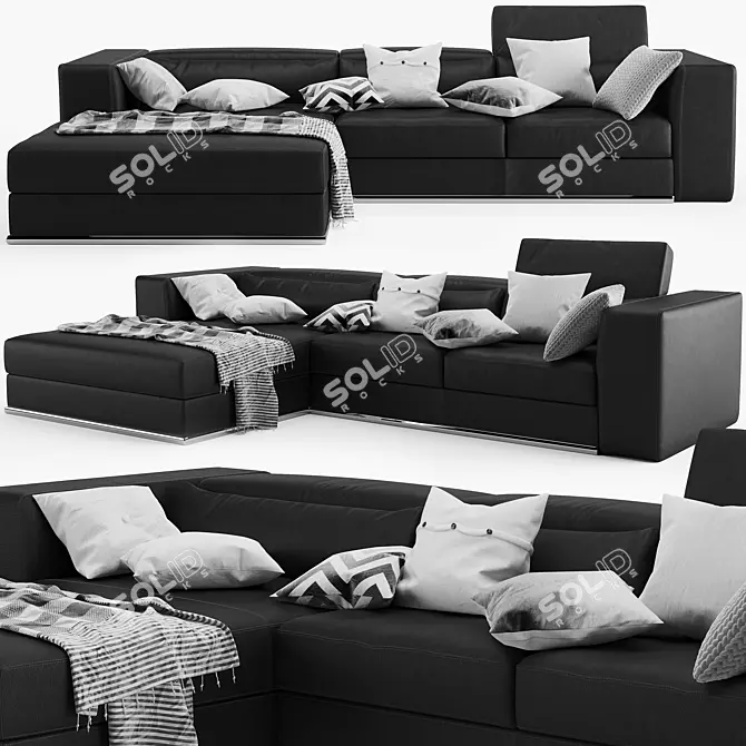 Elegant Symphony Sofa with 5 Armrests 3D model image 1