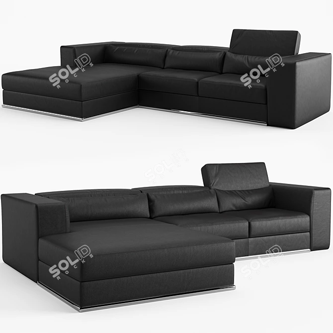 Elegant Symphony Sofa with 5 Armrests 3D model image 2