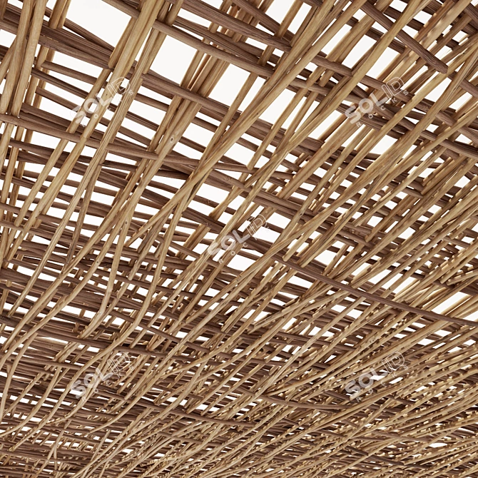 Branch Beam Wooden Ceiling 3D model image 4
