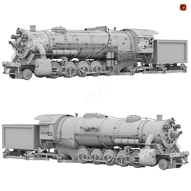 Realistic 3D Model Locomotive: High-quality, No Lighting 3D model image 4