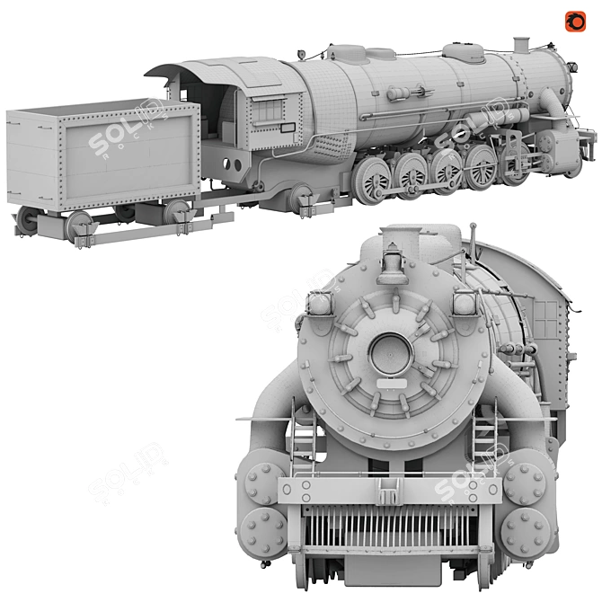 Realistic 3D Model Locomotive: High-quality, No Lighting 3D model image 5