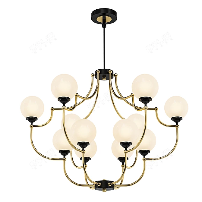 Elegant White Ball Valley Chandelier 3D model image 1